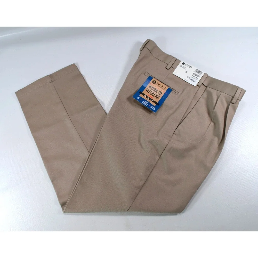Haggar Designer Work to Weekend Khaki Pants Men's Size 34x30 Comfort‎ Waist